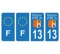 HADEXIA Lot 4 Autocollants Plaque immatriculation département 13 Bouches-du-Rhône Ancien Région PACA & F France Europe