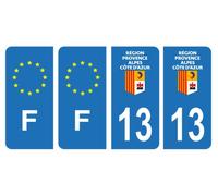 HADEXIA Lot 4 Autocollants Plaque immatriculation département 13 Bouches-du-Rhône Région PACA & F France Europe