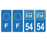 HADEXIA Lot 4 Autocollants Plaque immatriculation département 54 Meurthe-et-Moselle Région Grand Est & F France Europe