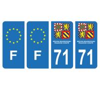 HADEXIA Lot 4 Autocollants Plaque immatriculation Voiture département 71 Saône-et-Loire Bourgogne Franche Comté Nouveau modele & F France Europe