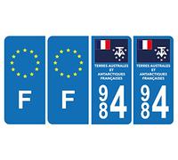 HADEXIA Lot de 4 Autocollants Plaque d'immatriculation 984 DROM & F Europe