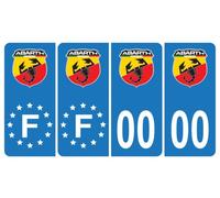 HADEXIA Pack 2 Paires Autocollant Stickers Plaque d'immatriculation Premium Abarth - Numéro Personnalisé