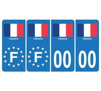 HADEXIA Pack 2 Paires Autocollant Stickers Plaque d'immatriculation Premium Drapeau France - Numéro Personnalisé