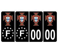 HADEXIA Pack 2 Paires Autocollant Stickers Plaque d'immatriculation Premium FPF Portugal Noir - Numéro Personnalisé