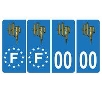 HADEXIA Pack 2 Paires Autocollant Stickers Plaque d'immatriculation Premium Harry Potter - Numéro Personnalisé