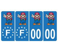 HADEXIA Pack 2 Paires Autocollant Stickers Plaque d'immatriculation Premium Mario Bros - Numéro Personnalisé