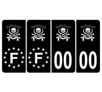 HADEXIA Pack 2 Paires Autocollant Stickers Plaque d'immatriculation Premium Motörhead Noir - Numéro Personnalisé