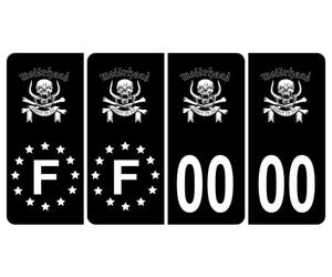 HADEXIA Pack 2 Paires Autocollant Stickers Plaque d'immatriculation Premium Motörhead Noir - Numéro Personnalisé