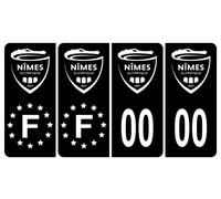 HADEXIA Pack 2 Paires Autocollant Stickers Plaque d'immatriculation Premium Nîmes Olympique Noir - Numéro Personnalisé