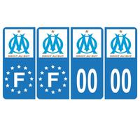 HADEXIA Pack 2 Paires Autocollant Stickers Plaque d'immatriculation Premium Om Olympique de Marseille - Numéro Personnalisé