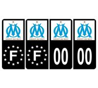 HADEXIA Pack 2 Paires Autocollant Stickers Plaque d'immatriculation Premium Om Olympique de Marseille Noir - Numéro Personnalisé