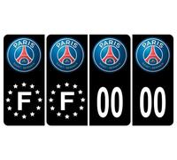 HADEXIA Pack 2 Paires Autocollant Stickers Plaque d'immatriculation Premium Paris Saint Germain PSG Noir - Numéro Personnalisé