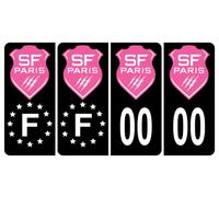 HADEXIA Pack 2 Paires Autocollant Stickers Plaque d'immatriculation Premium Stade Français Paris Rugby Noir - Numéro Personnalisé
