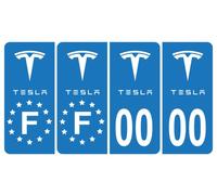 HADEXIA Pack 2 Paires Autocollant Stickers Plaque d'immatriculation Premium Tesla - Numéro Personnalisé