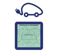HADEXIA Porte Vignette Assurance Pare Brise Voiture Electrique | Étui Simple Pochette Adhésive Autocollant Sticker Bleu
