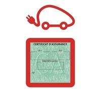 HADEXIA Porte Vignette Assurance Pare Brise Voiture Electrique | Étui Simple Pochette Adhésive Autocollant Sticker Rouge