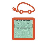 HADEXIA Porte Vignette Assurance Pare Brise Voiture Electrique | Étui Simple Pochette Adhésive Autocollant Sticker Orange