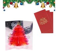 Hadexperienced 3D Christmas Handmade Cards, Glitter Christmas Tree Pop up Card, Holiday Postcards Greeting Cards, Unique Holiday Party Invitation and Winter Season Decoration for Xmas Gift (3Pcs Green