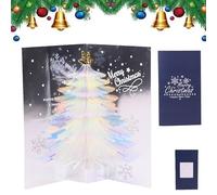 Hadexperienced 3D Christmas Handmade Cards, Glitter Christmas Tree Pop up Card, Holiday Postcards Greeting Cards, Unique Holiday Party Invitation and Winter Season Decoration for Xmas Gift (Blue)