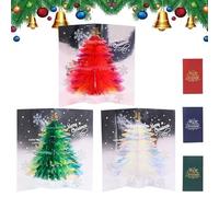 Hadexperienced 3D Christmas Handmade Cards, Glitter Christmas Tree Pop up Card, Holiday Postcards Greeting Cards, Unique Holiday Party Invitation and Winter Season Decoration for Xmas Gift (3Pcs Mix)