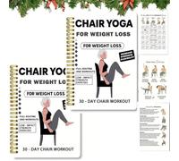 Hadghdf Cahier à spirale de 30 jours de yoga sur chaise pour la perte de poids, programme de yoga assis à faible impact pour seniors et débutants, journal de perte de poids avec postures de (2PCS)