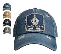 Hadghdf Casquette brodée « Trop Vieux pour tes conneries », Style Unisexe décontracté avec Sangle Ajustable, Casquette Humoristique, Casquette Vintage « Doigt d'honneur » pour Homme et Femme (Blue)