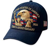 Hadghdf Casquette Eagle & Liberty - 250e Anniversaire des États-Unis, Ajustable, Motif Aigle, Casquette de Baseball Patriotique, Chapeau Classique en Coton