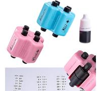 Hadghdf Kit de tampons mathématiques 4 en 1 : Addition, soustraction, Multiplication et Division. Outil d'entraînement. Tampon numérique à Rouleau aléatoire amélioré. Additions et soustractions (All)