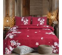 Hadi London Couvre-lit matelassé en patchwork avec 2 taies d'oreiller réversibles - Imprimé floral - Couette légère et confortable - Convient pour lit double et king size 220 x 240 cm - 30 designs