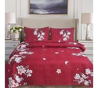 Hadi London Lot de 3 couvre-lits matelassés en patchwork avec 2 taies d'oreiller | Imprimé floral réversible | Couette légère et confortable | Pour lits doubles et king size 220 x 240 cm | 30 designs