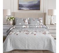 Hadi London Lot de 3 couvre-lits matelassés en patchwork avec 2 taies d'oreiller | Imprimé floral réversible | Couette légère et confortable | Pour lits doubles et king size 220 x 240 cm | 30 designs