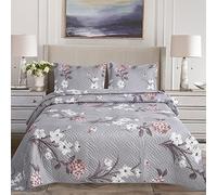 Hadi London Lot de 3 couvre-lits matelassés en patchwork avec 2 taies d'oreiller | Imprimé floral réversible | Couette légère et confortable | Pour lits doubles et king size 220 x 240 cm | 30 designs