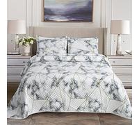 Hadi London Lot de 3 couvre-lits matelassés en patchwork avec 2 taies d'oreiller | Imprimé floral réversible | Couette légère et confortable | Convient aux lits doubles et king size 220 x 240 cm | 30