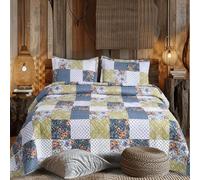 Hadi London Lot de 3 couvre-lits matelassés en patchwork avec 2 taies d'oreiller | Imprimé floral réversible | Couette légère et confortable | Pour lits doubles et king size 220 x 240 cm | 30 designs