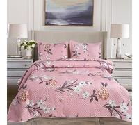 Hadi London Lot de 3 couvre-lits matelassés patchwork | Imprimé floral réversible | Couette légère et confortable | 220 x 240 cm