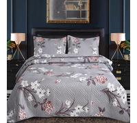 Hadi London Lot de 3 couvre-lits matelassés patchwork | Imprimé floral réversible | Couette légère et confortable | Pour lits doubles et king size 220x240 cm | 30 designs