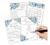 Hadley Designs Jeux de fête prénuptiale à motif floral bleu pour 20 invités, amusant et chic pour mariage, fiançailles, fête, quelque chose de bleu avant de faire