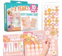 Hadley Designs Tableau d'apprentissage de la propreté rétro pour petites filles - Tableau d'autocollants pour apprentissage de la propreté pour filles, tableau de récompense pour enfants