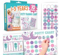 Hadley Designs Tableau d'apprentissage de la propreté sirène pour petites filles - Tableau d'autocollants d'apprentissage de la propreté pour filles avec autocollant, tableau de récompense pour