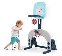 Hadwin Ensemble de panier de basket 3 en 1 pour enfants, support de basket réglable en hauteur, but de football et jeu de lancer pour les tout-petits, le sport pour garçons et filles, convient pour