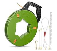 Haedswer 50m Aiguille Electricien, Φ 4.5mm Tire Fil Electrique, Tire Cable Electrique avec 6 Adaptateurs, Spirale Tire Fil pour Installation Câbles électriques