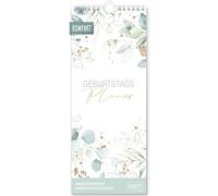 Häfft® Agenda d'anniversairesCalendrier mural perpétuel "Feuille d'or" | 12 x 30 cm, calendrier d'anniversaires non daté, papier haut de gamme 140 g/m², calendrier mural valable toute l'année