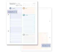 Häfft® Agenda journalier bloc A5 "Office Life" 50 feuilles - Daily Planner avec emploi du temps, liste des choses à faire, prios et plus - durable & respectueux au climat