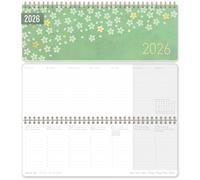 Häfft® Calendrier de bureau international 2026 horizontal "Poppy" 1 semaine 2 pages, 29,8 x 11,6 cm, multilingue - durable & respectueux du climat