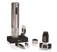 HAEGER LUCCA PACK - Décapsuleur de vin rechargeable, support de charge élégant avec coupe-capsule + 4 accessoires, tire-bouchon transparent, puissance 2W