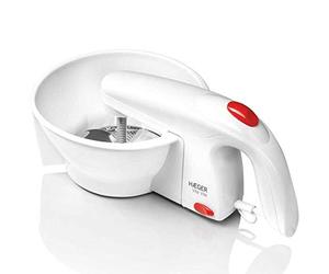 HAEGER - Presse-purée électrique avec 25 W de puissance - 3 disques de coupe : Coupe fine, moyenne et épaisse, lame en acier inoxydable, facilement démontable.