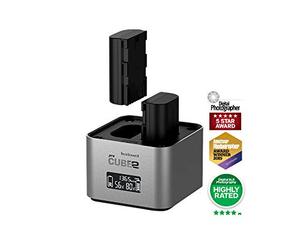 Hähnel - ProCube 2 - DSLR Duo Charger - for Canon - EU/UK/USA Plug - Charger for LP-E6, LP-E8, LP-E17 - Built-in USB Charging Ports & AA Slots