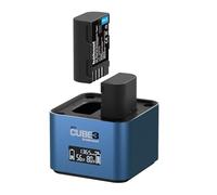 Chargeur double Hähnel ProCube3 pour batterie Panasonic DMW-BLC12 BLF19 BLJ31 BLK22 et BLG10 Bleu Bleu E