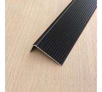 HAEKEBC Lot De 2 Nez De Marche en Aluminium 120cm Moulure en L Noir Or Argent Protecteur De Bord D'escalier, Protections d'angle, Garniture De Bord De Terrasse(Black,120cm/48in)