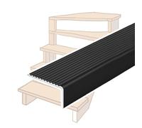 HAEKEBC Nez De Marche en Aluminium 50 90 100 120 150cm Protection De Bord D'escalier Extérieur Moulure De Nez De Marche Antidérapante Bordure D'escalier Dorée Décorative(Black,120cm/48in)